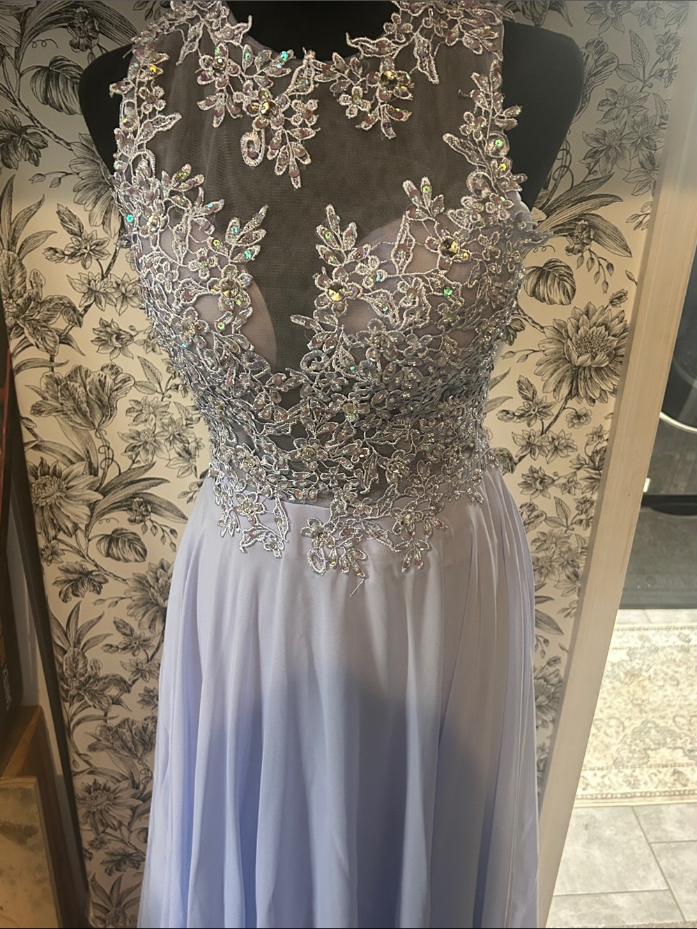 Brand new Lavender Beaded Illusion Bodice Prom Dress